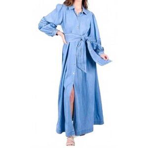 Emily McCarthy Oxford Denim Maxi Dress | Small | NWOT